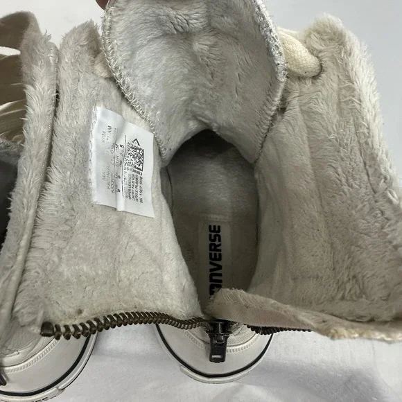 Converse Women's Size 8 Ivory Leather High Rise High Top Lined Lugged Back Zip - Picture 12 of 15